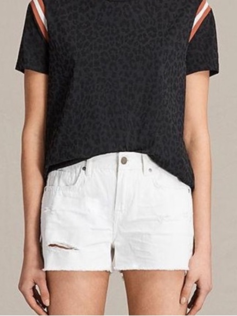 All Saints Distressed Cut Off Shorts White Size 27